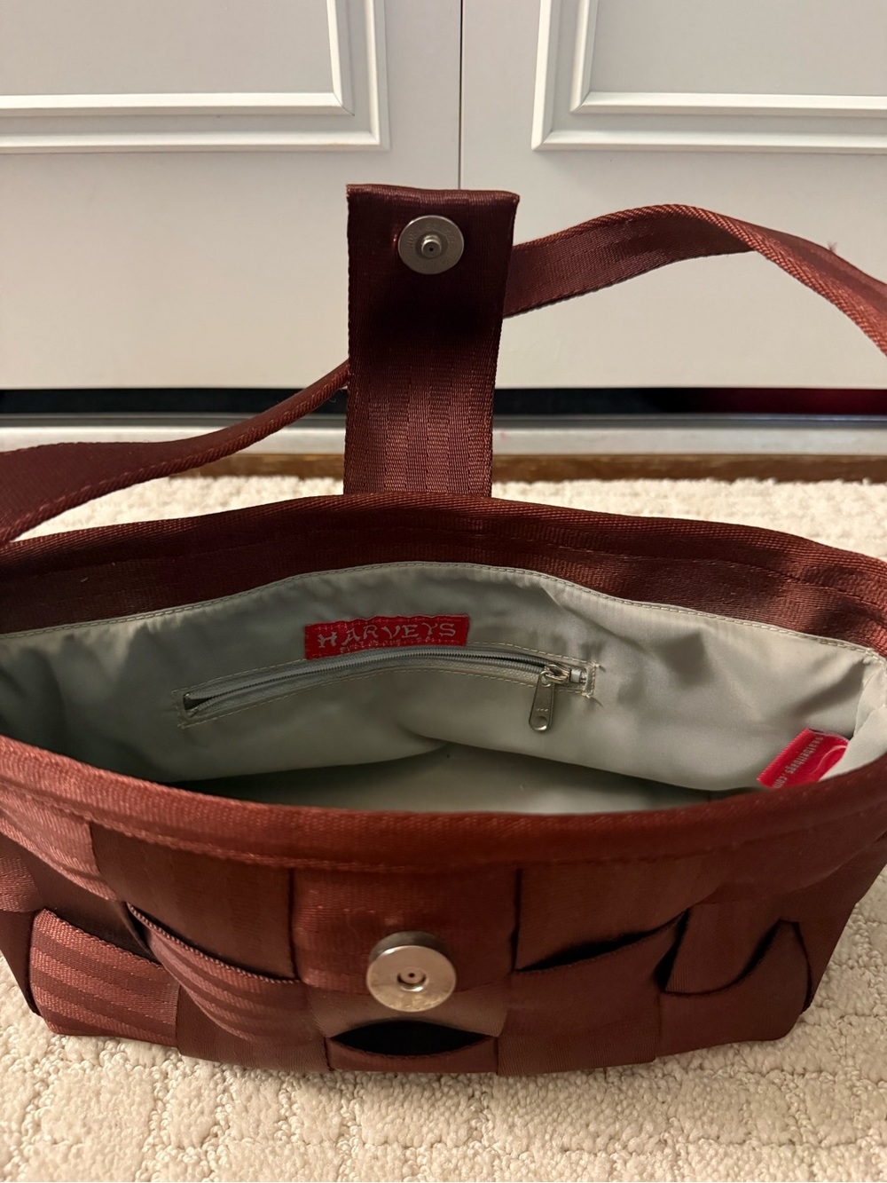 Harvey’s Woven Satin Shoulder Bag in burnt Orange - Picture 5 of 6